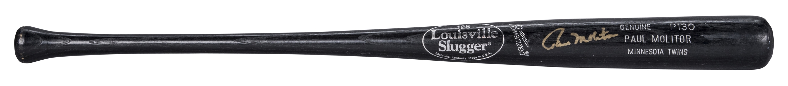1997-98 Paul Molitor Game Used and Signed Louisville Slugger P130 Model Bat (PSA/DNA GU 8.5 & Beckett)